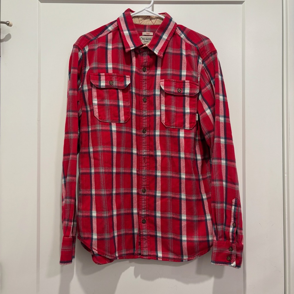 Burton Durable Goods Dryride Mens Large Red Plaid Flannel Button Down Shirt